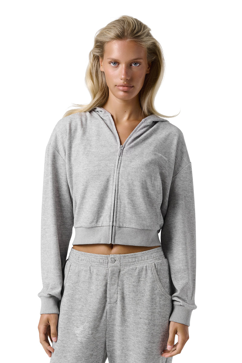 Slacks Soft Zip Up in Light Grey
