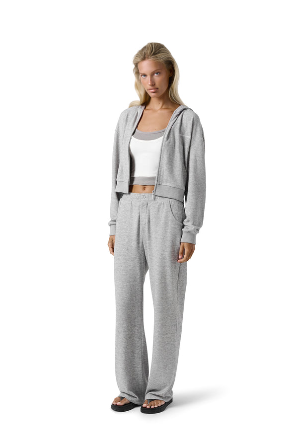 Slacks Soft Zip Up in Light Grey