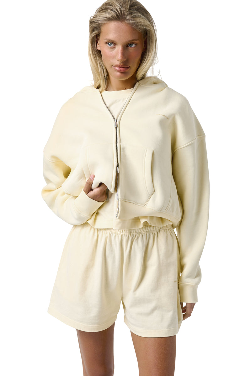 Trademark Shrunken Zip Up in Butter Yellow