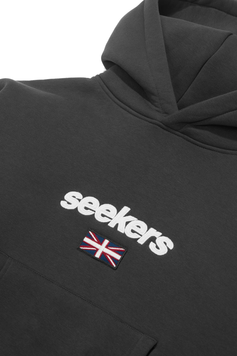 Seekers GB Shrunken Hoodie in Off-Black