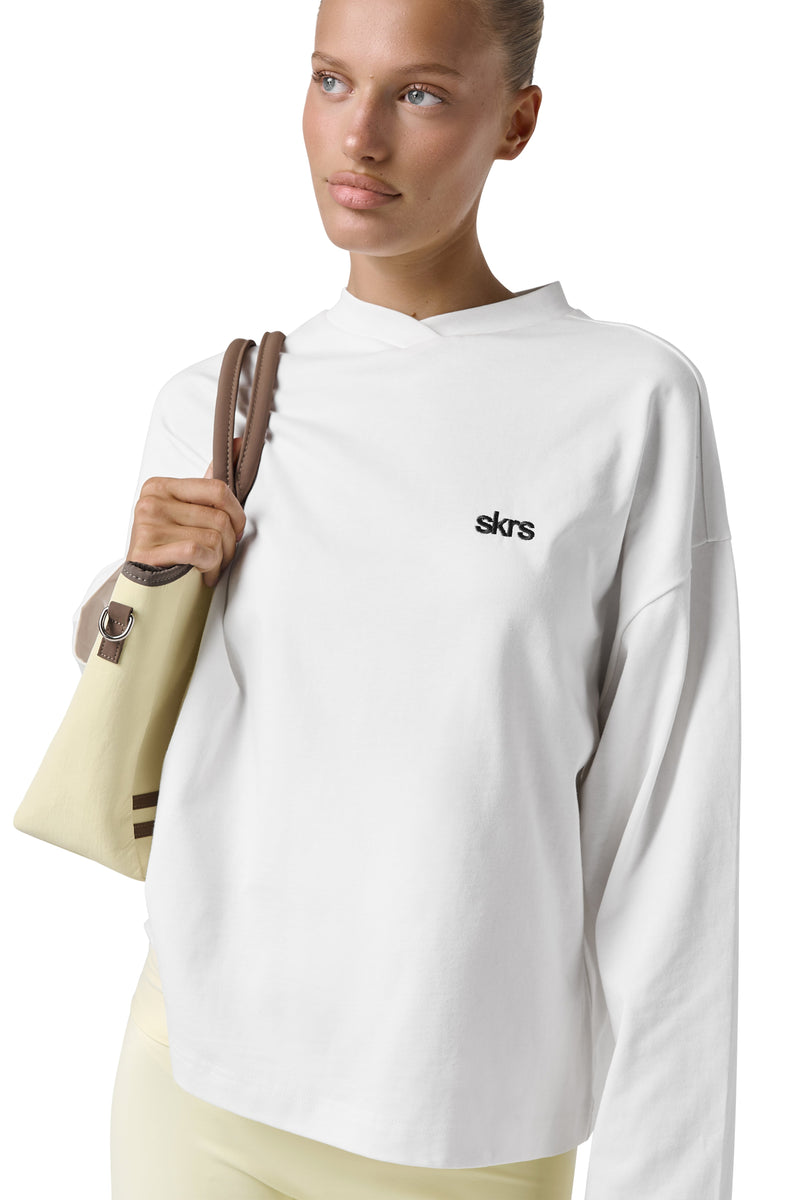 Seekers Long Sleeve Oversized Tee in White