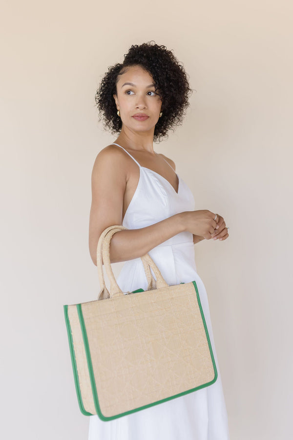 Huda Woven Structured Tote Bag