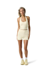 Soft Active Halter Top in Butter Yellow