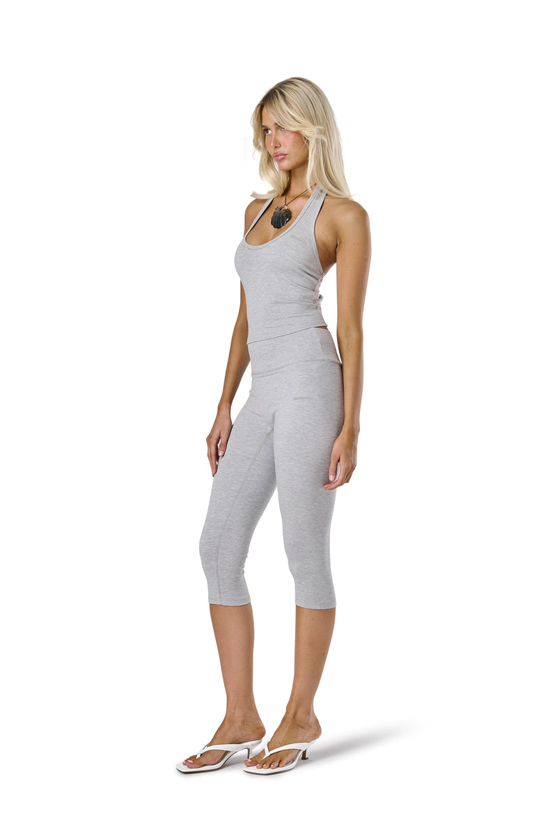 Huggie Capri Leggings in Marl Grey