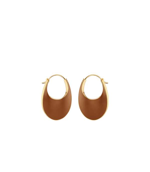 Éole Slim Hoop Earrings - Camel Leather