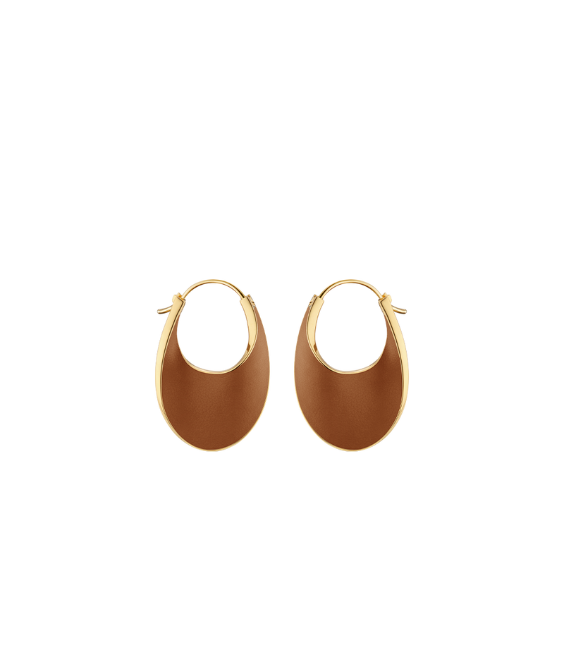 Éole Slim Hoop Earrings - Camel Leather