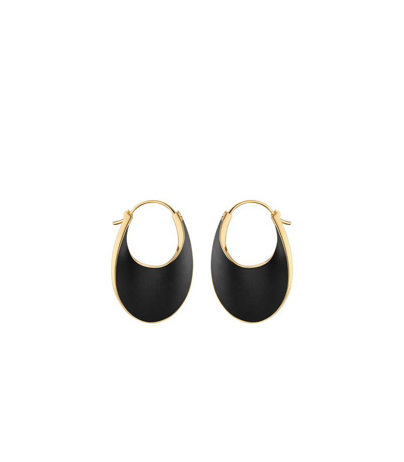 Éole Slim Hoop Earrings - Black Leather