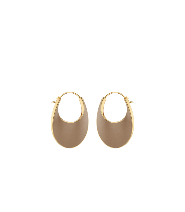 Éole Slim Hoop Earrings - Taupe Leather