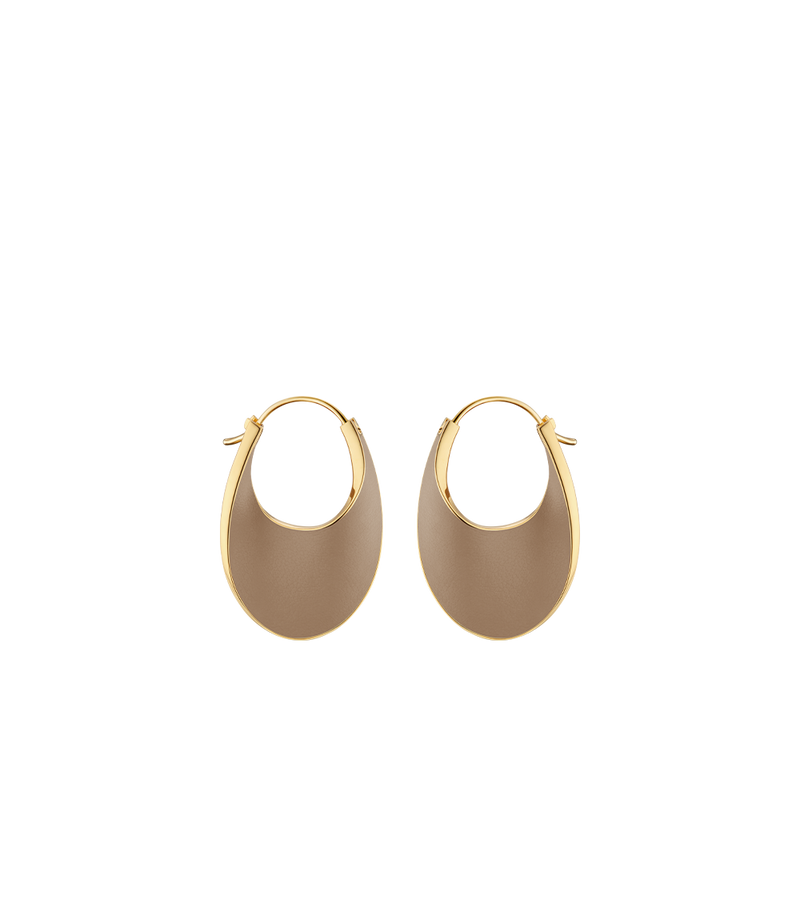 Éole Slim Hoop Earrings - Taupe Leather